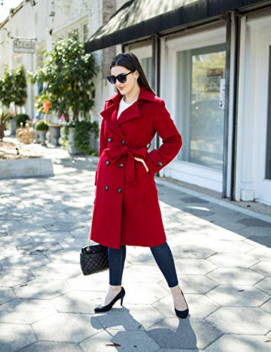 Women's Superior 100% Wool Trench Coat, Classy Long Wool Coat with Belt
