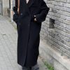 Women's 2025 Winter Wool Overcoat Turn Down Collar Long Peacoat Business Casual Trench Coats
