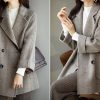 Women Wool Coat Peacoat Jacket Thick Loose Double Breasted Pea Coat Woolen Winter Overcoat