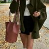 Women's Fall Single Breasted Pea Coat Long Sleeve Turndown Collar Wool Cape Blend Coat with Pockets