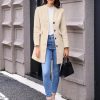 Women's Winter Overcoat Pea Coat Elegant V Neck Single Breasted Coat Outerwear