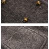 Women Cropped Wool Cotas Double Breasted Short Wool Pea Coat Tweed Jacket Outerwear