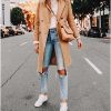 Women's Double Breasted Peacoat Wool Notched Lapel Trench Coat Winter Mid Length Long Jacket Overcoat