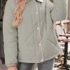 Women's Winter Casual Quilted Jackets Long Sleeve Button Down Puffer Jacket Padded Outerwear Coats