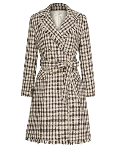 Trench Coat for Women 2024 Winter Coat Notch Lapel Double Breasted Thick A Line Pea Coat Jacket with Pockets