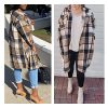 Women’s Long Plaid Shacket Wool Blend Button Down Shirt Jacket Coat with Pockets