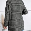 Women's Vintage Plaid Blazer Wool Coat Elegant Shawl Collar Wool Blend Trench Pea Coat