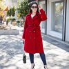 Women's Superior 100% Wool Trench Coat, Classy Long Wool Coat with Belt