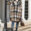 Women’s Long Plaid Shacket Wool Blend Button Down Shirt Jacket Coat with Pockets