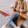 Women's Winter Wool Coat Mid-Long Notch Lapel Single Breasted Peacoat Casual Trench Coats Outwear