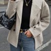 Women's Winter Loose Fit Cropped Wool Coat Double Breasted Dressy Short Blazer Jacket Peacoat