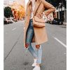 Women's Double Breasted Peacoat Wool Notched Lapel Trench Coat Winter Mid Length Long Jacket Overcoat