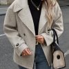 Women's Winter Loose Fit Cropped Wool Coat Double Breasted Dressy Short Blazer Jacket Peacoat