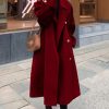 Women's Winter Trench Coat Wool Blend Double Breasted Notched Lapel Long Sleeve Jacket Pea Coat Overcoat
