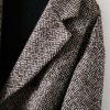 Women's Winter Herringbone Stripe Long Wool Coat Double Breasted Dressy Casual Trench Coat Overcoat