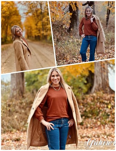 Women's Winter Wool Coat Mid-Long Notch Lapel Single Breasted Peacoat Casual Trench Coats Outwear