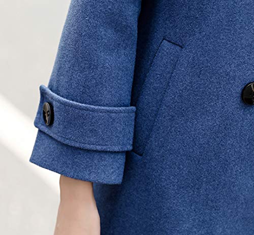 Women's Essential Elegant Wear Double Breasted Mid Long Wool Pea Coat
