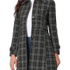 Plaid Pea Coat for Women's Single Breasted Vintage Winter Overcoat Trench Outerwear