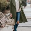 Women's Trench Coat Long Wool Blend Pea Coat Winter Casual Overcoat Notched Lapel Collar Belted Long Jacket Outerwear