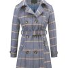 Womens Pea Coat Double Breasted Wool Coat Long Winter Trench Coat with Belt