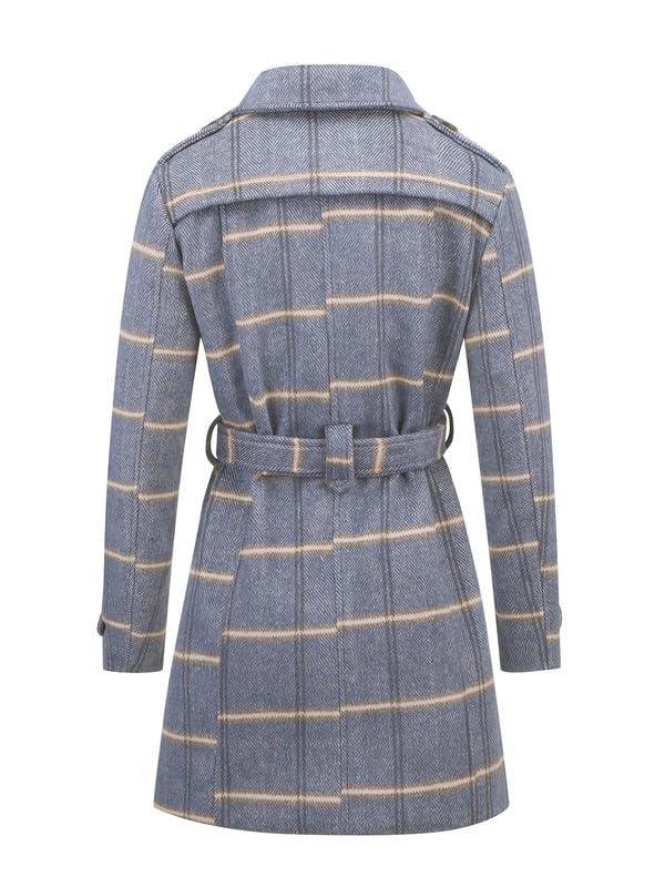 Womens Pea Coat Double Breasted Wool Coat Long Winter Trench Coat with Belt