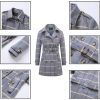 Womens Pea Coat Double Breasted Wool Coat Long Winter Trench Coat with Belt